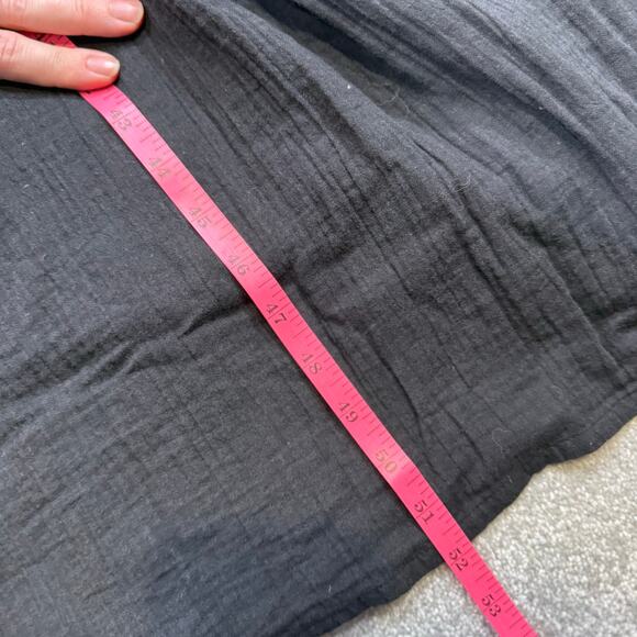 Quince NWOT Organic Cotton Gauze Smocked Sleeveless Maxi Dress Black Sz Med Eco - Picture 11 of 13